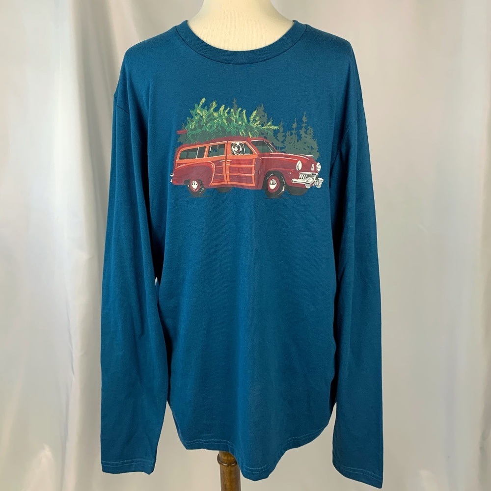 Club Room Men’s Blue Christmas Long Sleeve Size Large